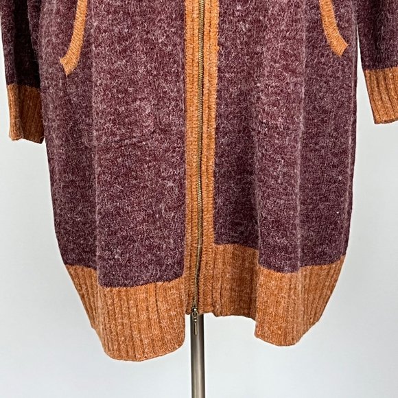 Linea Leisure by Louis Dell Olio Wine Brown Double Zip Long Cardigan size 3X - Picture 4 of 16